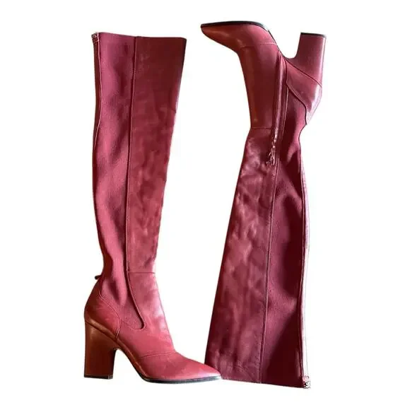 Sam Edelman Women's Natasha High Red Knee High Boot Burgundy 7.5 NWT - Picture 2 of 12